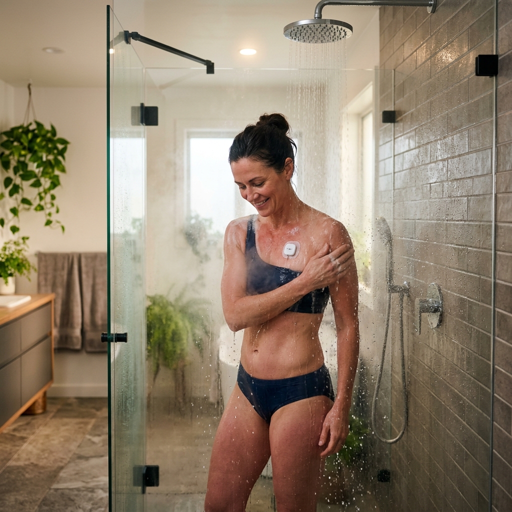 Showering safely with a heart monitor